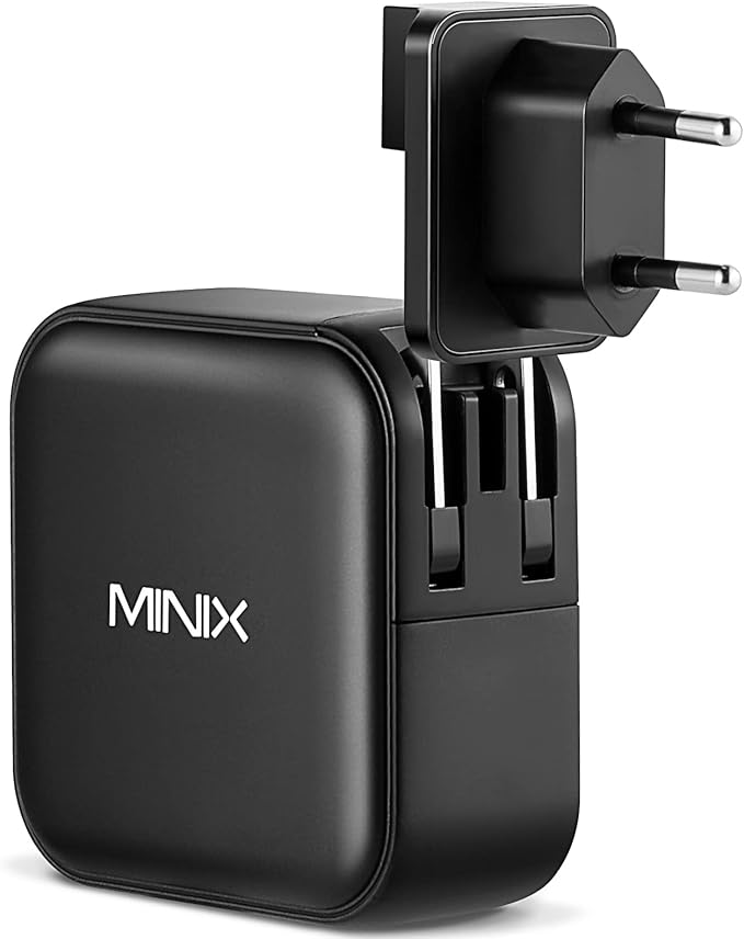 MINIX NEO P3 100W Turbo 4-Ports GaN Wall Charger, 3 x USB-C Port Fast Charging Adapter(Max 100W/20W), 1 USB-A (Max 18W). Compatible with MacBook Pro Air, iPad Pro, iPhone 14,Galaxy S9 and More.