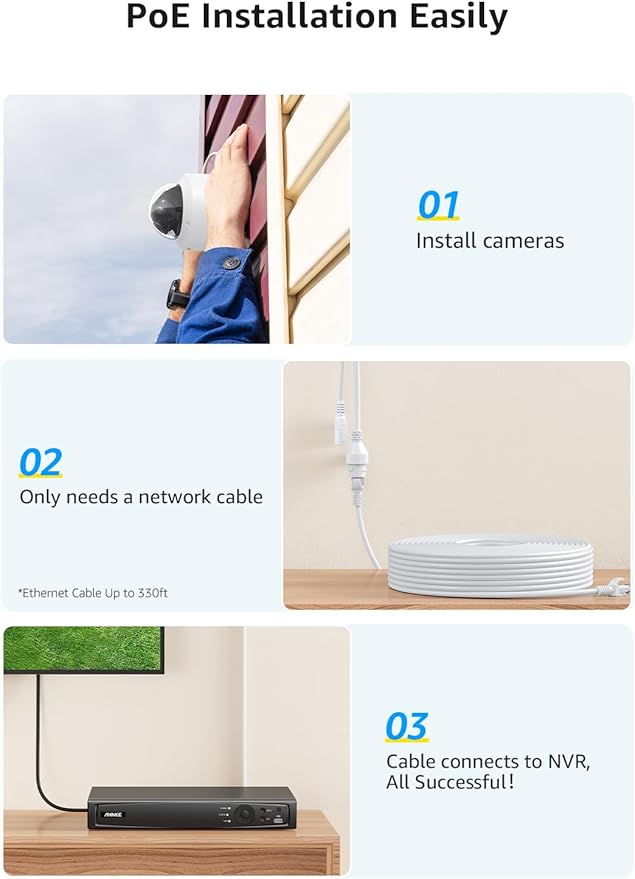 ANNKE 4K 16CH PoE Camera System, H.265+ 12MP NVR, 8X 8MP Wired Dome Security IP Cams, AI Motion Detection, Built-in Mic, 4TB HDD, Spotlight Color Night Vision, Compatible with Alexa, Not PTZ