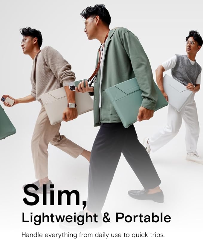 MOFT Laptop Carry Sleeve, 2-in-1 Laptop Bag & Stand for 16" MacBook Air/Pro & Dell/HP/Lenovo/Asus, Stylish Slim Computer Sleeve Bag with Expandable Storage for Computer Accessories, Seafoam