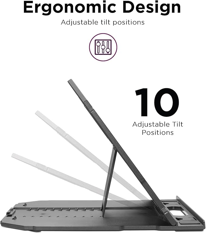 Lenovo 2-in-1 Laptop Stand - Adjustable, Portable, Foldable, Ergonomic, Non-Slip, Compatible with Laptops up to 15" and Cell Phones, Ideal for Travel