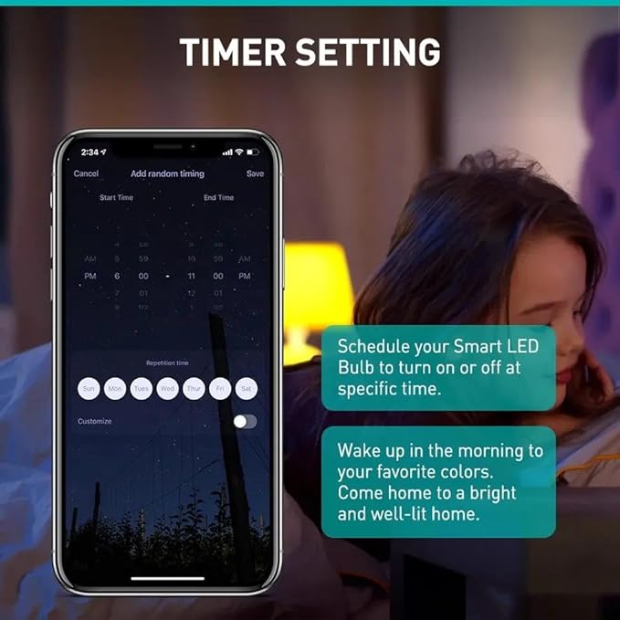 Smart Light Bulbs 6 Pack - WiFi & Bluetooth Color Changing LED Bulbs, 800LM 60W Equivalent, Dimmable Compatible with Alexa & Google Home, 16 Million Colors for Bedroom/Party/Home Decor