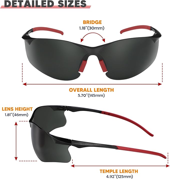 Safety Glasses Tinted 12 Pack, Protective Eyewear for Men Women UV Protection ANSI Z87.1, Safety Sunglasses Bulk Scratch Impact Resistant Eye Protection with Nose Pads for Construction Work Smoke