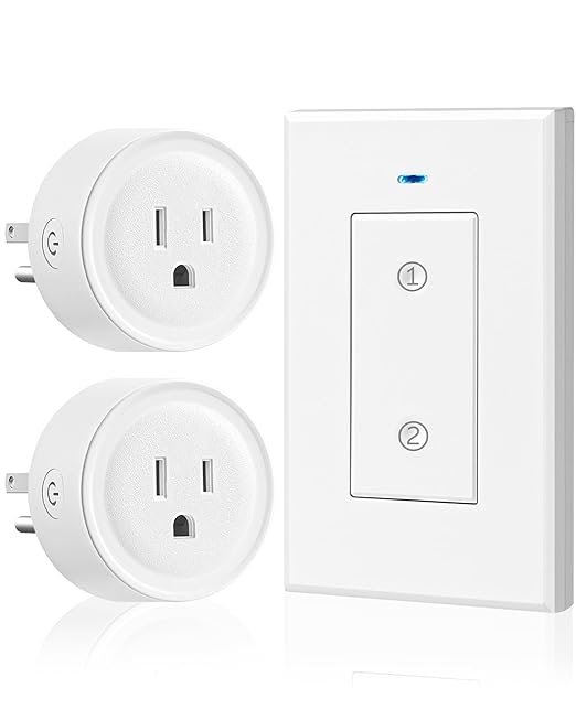 Remote Control Outlet Wireless Light Switch, Expandable and Removable Remote Outlet Switch Kit for Lamps, Fan, Home Appliance, 100ft RF Range, FCC Listed (1 Controller + 2 Outlets) W05RC1206