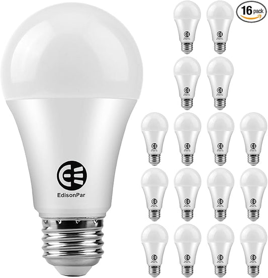 A19 16-Pack LED Light Bulbs, E26 Base 75W Equivalent 950lumens 2700K Warm Soft White Light, Non-Dimmable 9W 25000Hrs Indoor (A19 Count of 16)