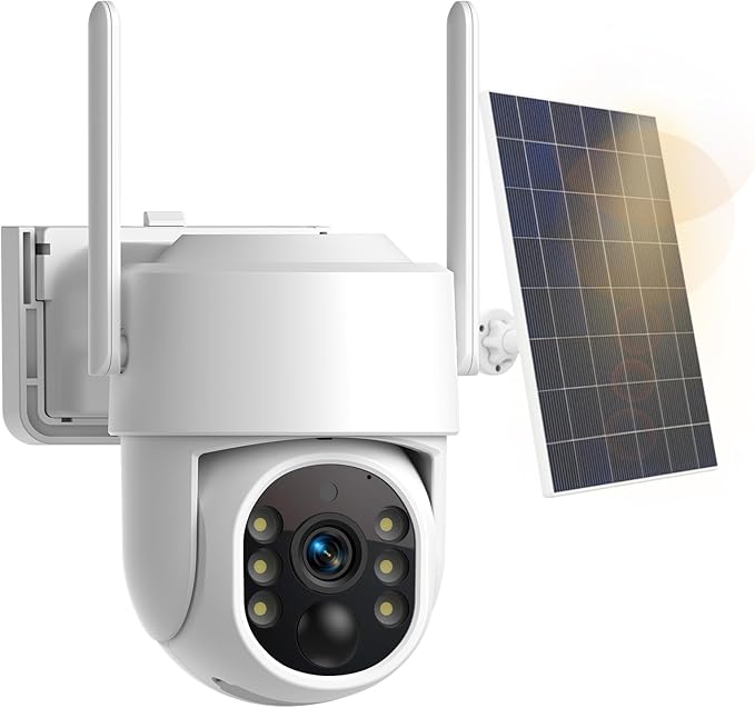 4G LTE Cellular Solar Security Camera, No WiFi Solar Powered Security Camera Outdoor, 360° Live View, 2K Color Night Vision, PIR Motion Detection, 2 Way Talk, Built in SIM Card