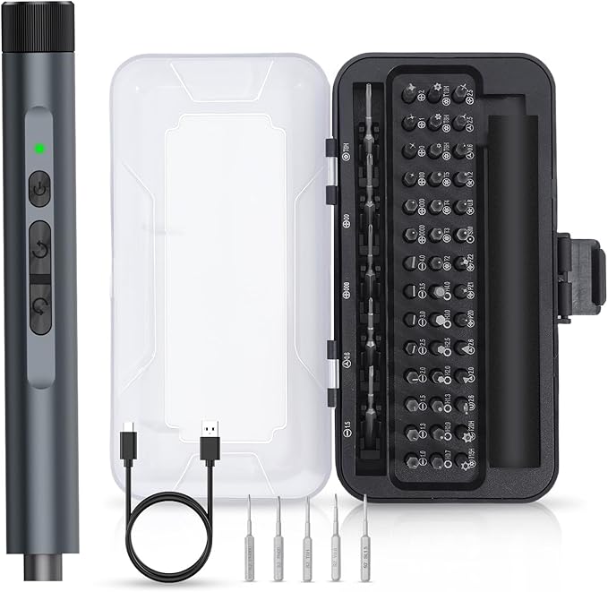 ORIA 49-in-1 Mini Electric Screwdriver, 3.6V Precision Screwdriver Set with 47 Magnetic Bits, LED Lights, Rechargeable Repair Tool Kit for Phone, PC, Laptop, Watch, DIY