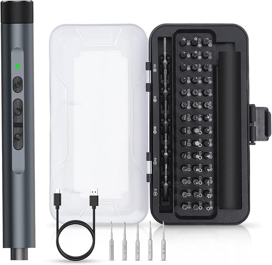 ORIA 49-in-1 Mini Electric Screwdriver, 3.6V Precision Screwdriver Set with 47 Magnetic Bits, LED Lights, Rechargeable Repair Tool Kit for Phone, PC, Laptop, Watch, DIY
