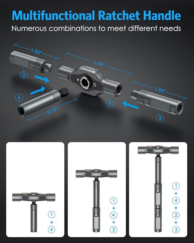 24 in 1 Magnetic Screwdriver Set, AMIR Ratchet Screwdriver Kit Precision Repair Tool with DIY Detachable Ratchet Handle, Multi Bit Small Screw Driver Set for Furniture Computer