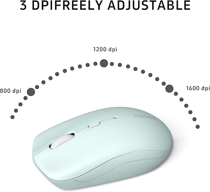 Wireless Keyboard and Mouse Combo, Full-Sized Wireless Keyboard and Adjustable DPI Mouse, 2.4GHz USB Receiver, Wireless Keyboard and Mouse for PC, Windows, Desktop, Laptop (Mint Green and White)