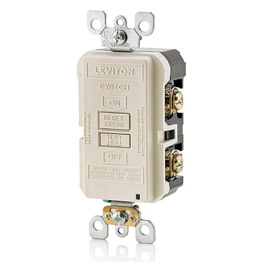 Leviton Blank Face GFCI, 20 Amp, Self Test, LED Indicator Light, Provides GFCI Protection Where an Outlet is not Needed, GFRBF-W, Light Almond