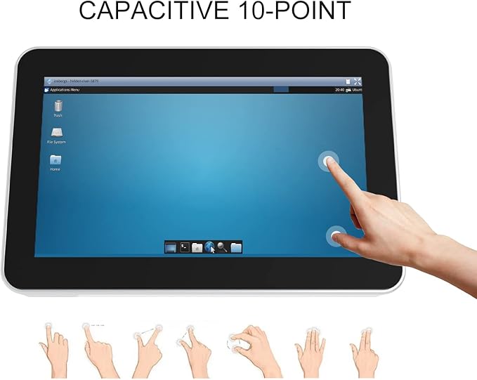 GreenTouch 10.1 Inch Desktop Wall Mountable Multi PCAP Touch Screen Monitor - HDMI/VGA/DVI Input,1280 * 800 Resolution Display