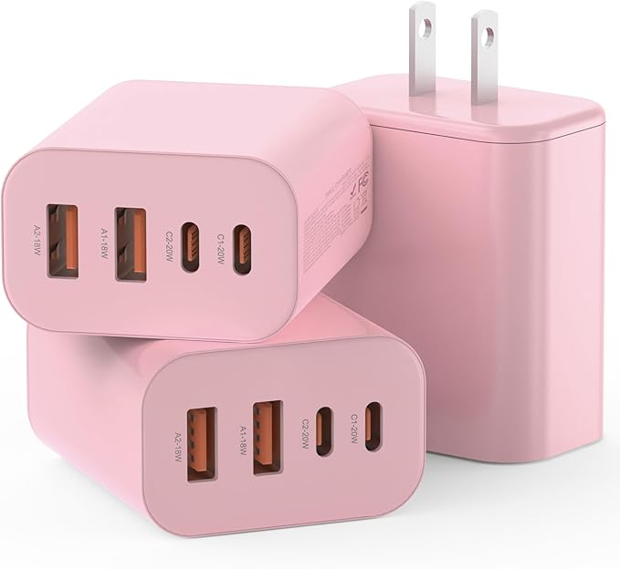 USB C Charger Block,40W USB C Charger Cube,Type C Charging Block,USB Wall Chargers Dual Port PD+QC Charging Cube for iPhone 16 15 14 13 12 11 Pro Max XS,iPad, Samsung Phone,Tablet(Pink)