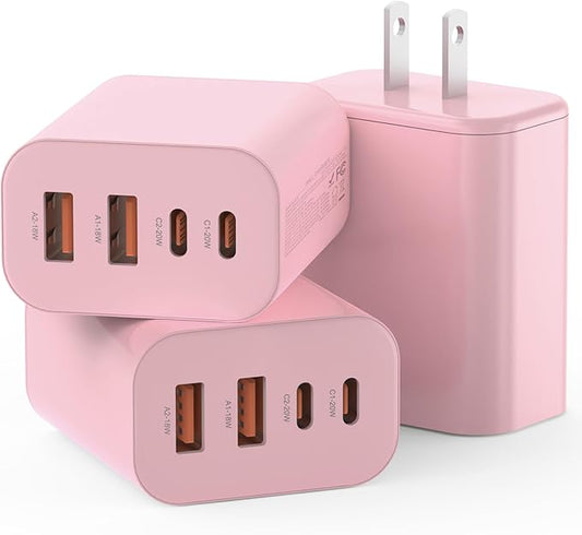 USB C Charger Block,40W USB C Charger Cube,Type C Charging Block,USB Wall Chargers Dual Port PD+QC Charging Cube for iPhone 16 15 14 13 12 11 Pro Max XS,iPad, Samsung Phone,Tablet(Pink)