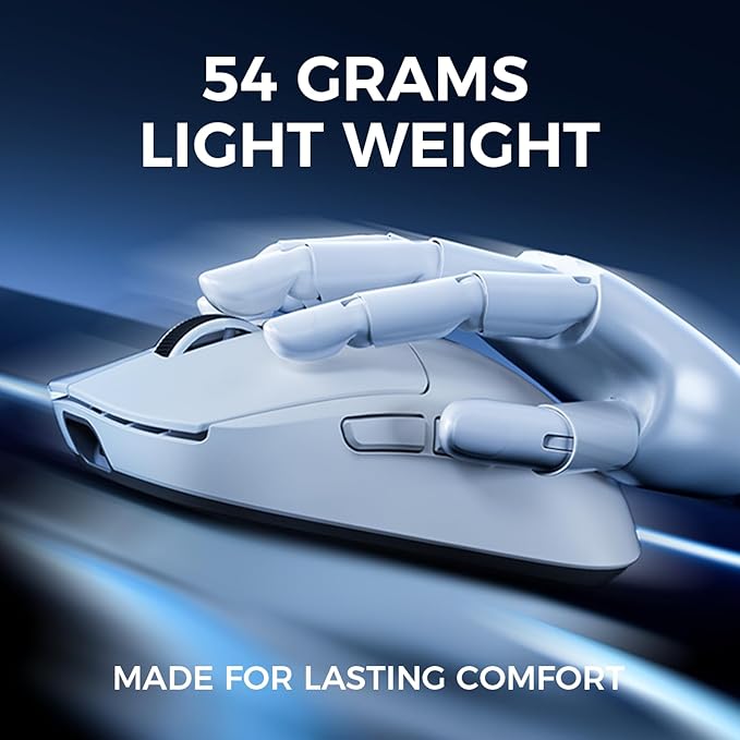 A5 Ultra V2 Wireless Gaming Mouse, Symmetrical Design, 54 Grams,Wired 8K/Wireless 4K Polling PAW3395 26K DPI Optical Sensor, 130 Hours Battery Life, Tri-Mode Connection - Blue