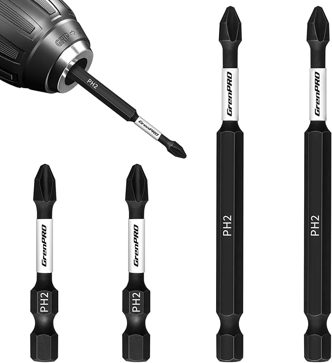 Screwdriving Power Bits PH2-2IN+3.5IN*4pcs Magnetic Phillips #2 Insert Bit S2 Steel Anti-Slip Long Screwdriver Bit Set 1/4 Inch Hex Shank Impact Tough Screws Drive Bits