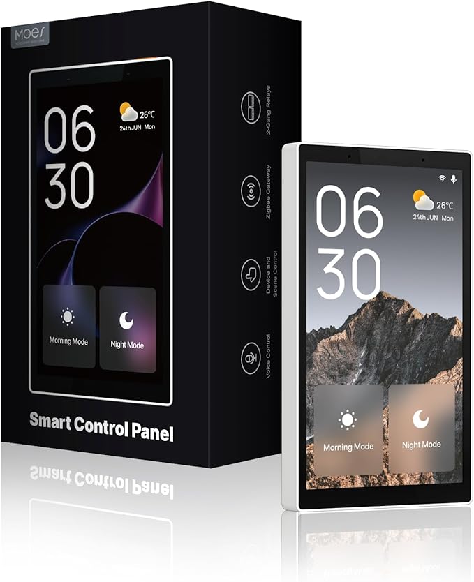 MOES Smart Home Touchscreen Control(1-Switch Panel), In-wall Smart Panel with Alexa Built-in, Compatible with Smart Life devices, Manage and Control Home Devices and Scenes with Touch and Voice
