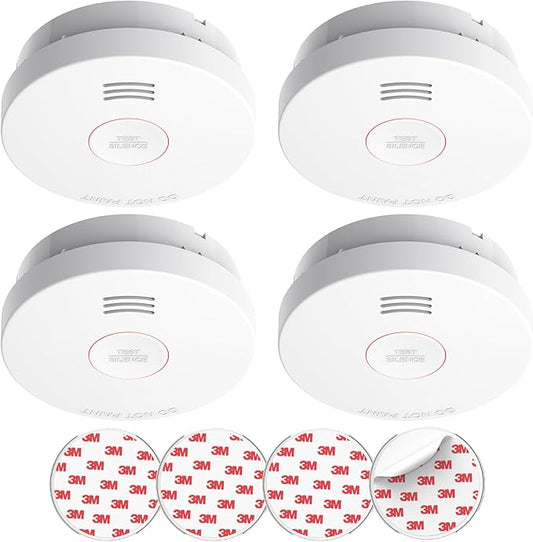 SITERLINK Smoke Detectors 10 Year Battery Operated,UL217-9th Listed Smoke Alarm with Test-Silence Button,Photoelectric Sensor Fire Alarms Smoke Detectors with LED Lights for Home, GS525A (4 Pack)