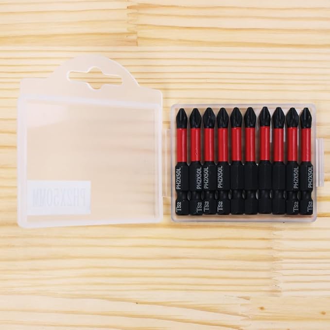 AUTOTOOLHOME 10 Pack Phillips PH2 Magnetic Anti Slip Screwdriver Bit Set 2" L TS2 Toolsteel HRC63 Anti-Slip Long Drill Bits 1/4 Hex Shank Cross Single and Double Head Bits Screw Impact Driver Bits