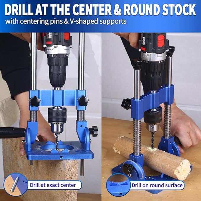 Portable Drill Guide, Angle Drill Jig for Straight Holes, Precision Press Adapter for Woodworking DIY
