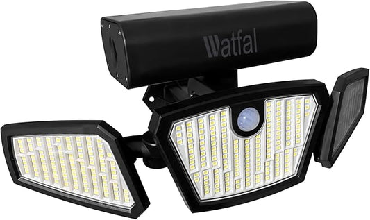Motion Sensor Lights Indoor/Outdoor, 2100LM Home Security Lights, 6500K Wireless IP65 Waterproof 3 Heads Outdoor Battery Powered Flood Lights for Garage, Porch, Basement, Barns, Yard