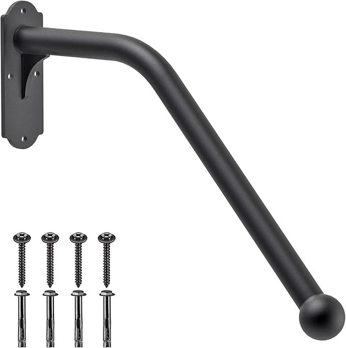 SELEWARE Fully Welded Handrail Iron Handrail for Outdoor Steps Garage Railing Safety Grab Bar for Elderly 24'' Length 1.3'' Dia