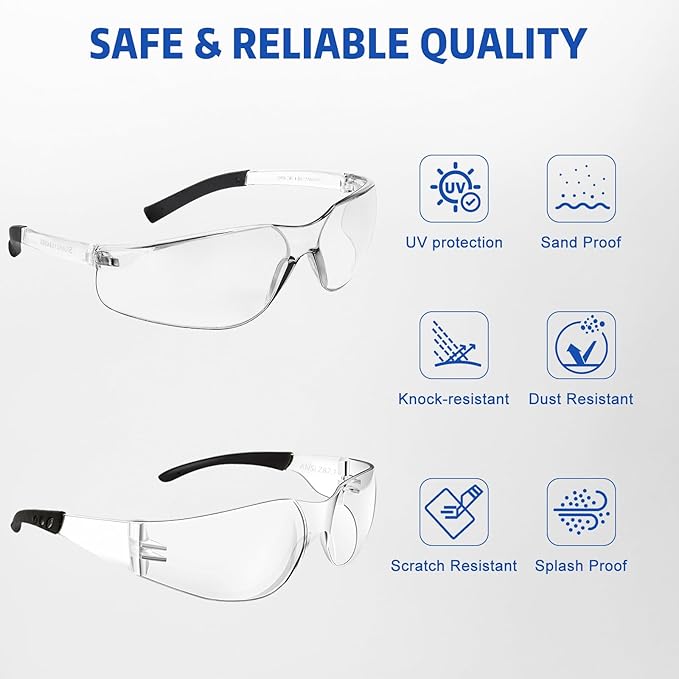 Safety Glasses ANSI Z87.1 Scratch Resistant Lab Goggles for Women Man
