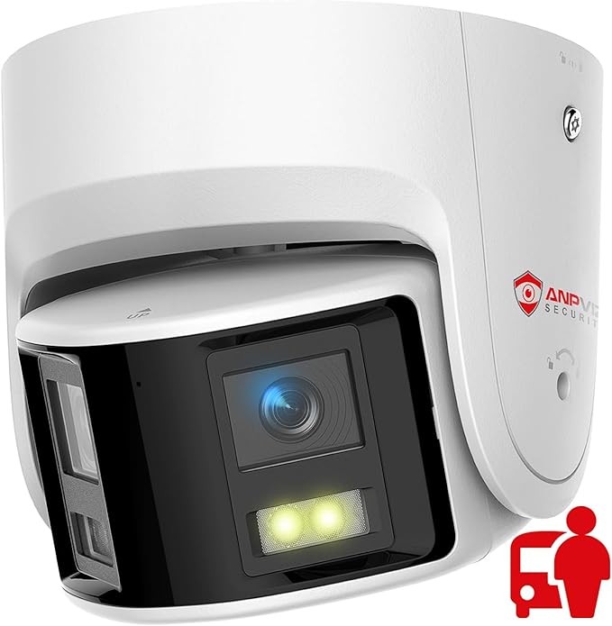 Anpviz 6MP PoE Dual Lens Security Camera Outdoor, Panoramic 180° Wide Angle IP Dome Camera with Human/Vehicle Detection, Full Metal Housing, Two Way Talk, Built-in MicroSD Card Slot (H Series)