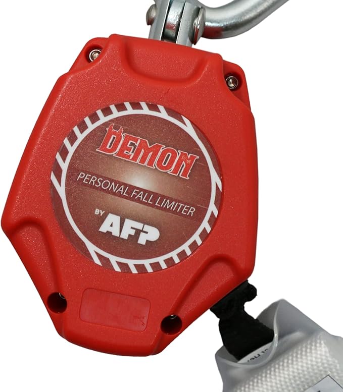 AFP Demon 6 FT Single Leg Self-Retracting Lifeline Web Lanyard Retractable, 1.97-inch Gate Opening Steel Locking Rebar Hook, Yoyo, Shock Absorber | Tower Fall Protection OSHA & ANSI Rated SRL