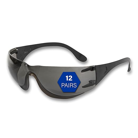 Adapt Moldex Safety Glasses (5001S-1), Smoke Lens with Black Frame, ANSI Z87.1 Certified, Anti-Fog, Scratch & UV Resistant, Unisex PPE Work Eyewear Protection for Men and Women (12-Pack)