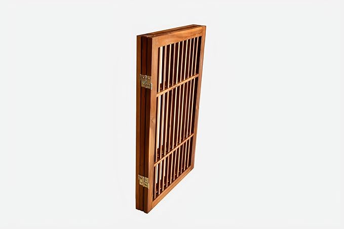 Pet Dog Gate Strong and Durable Freestanding Folding Acacia Hardwood Portable Wooden Fence Indoors or Outdoors by Urnporium (Brown Pet Gate, 3 Panel 30" Tall)