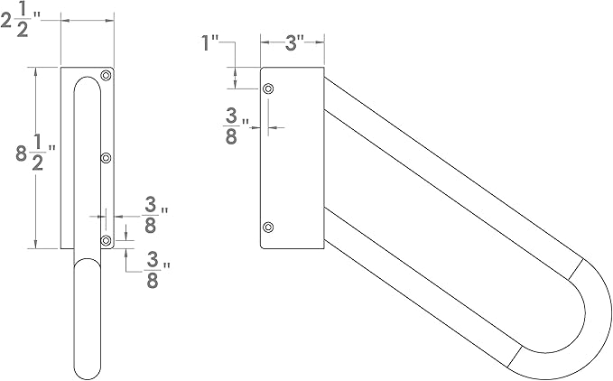 Hold Tight Handrails Steel Jamb-Mount Handrail - Heavy Duty Stair Railing for Decks, Porch, Mobile Homes, Short Stairway - Weatherproof & Non-Slip Powder Coated Finish - [Left Handed], [32"], [Black]