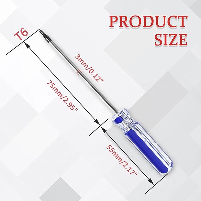 T6 Torx Screwdriver with Magnetic Tip Plastic Grip, Torx Screwdriver for Computer Repairing, Home Appliances(Blue, 130mm/ 5.1")