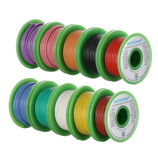 BNTECHGO 18 Gauge Silicone Wire Kit 10 Color Each 50 ft Flexible 18 AWG Stranded Tinned Copper Wire