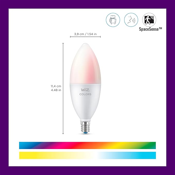 WiZ Connected 40W B12 LED Smart Light Bulbs - Connects to Your Wi-Fi - E12 Smart Bulb - Control with Voice or App + Activate with Motion - Matter Compatible - 3 Pack