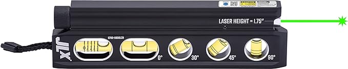 Johnson Level & Tool 5700-0800LZR 8" Magnetic Billet Torpedo Laser Level with GreenBrite Technology (Class II, <1mW)