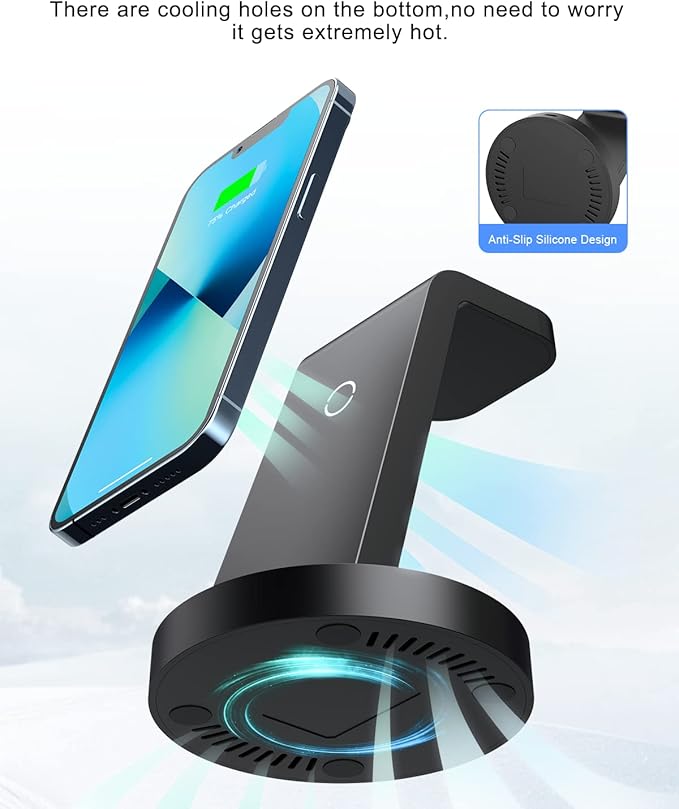 3 in 1 Charging Station for Apple Device, Wireless Charger for iPhone 16e 16 15 14 13 12 11 Pro Max & Apple Watch iwatch- Charging Stand Dock for AirPods