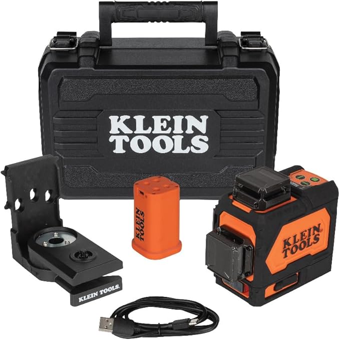 Klein Tools 93PLL Self-Leveling Laser Level with Bright Green 3x360-Degree Planes, Rechargeable Battery, Magnetic Mount