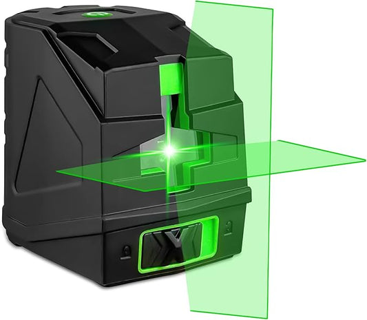 Laser Level,100ft/30m Self-Leveling Laser Level,Green Cross Line Laser,Vertical and horizontal lines,3 Brightness Adjustment,Rotates 360 Degrees,Includes a Carrying Pouch and Battery IP54 Waterproof