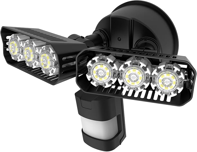 SANSI LED Outdoor Motion-Activated Security Lights, 27W (200W Equiv.) 2700lm, 5000K Daylight, Waterproof Flood Light with Adjustable Head, 5 Year Warranty, Black