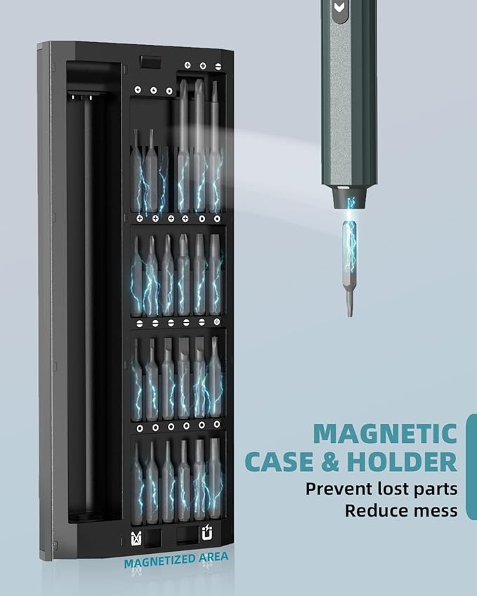 Mini Electric Screwdriver with Display, Precision Electric Screwdriver with 5 Torque Settings, 48pcs S2 Magnetic Bits, LED Light,Electric Screwdriver Cordless for Electronics Phone Camera Laptop Watch