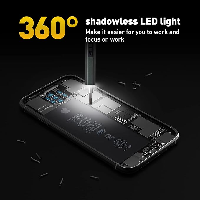 Electric Screwdriver Cordless, 66 In 1 Mini Screwdriver Set, 2 Gears Torque, Powerful Motor, S2 Steel Magnetic Bits, Type-C Fast Charge, Precision Screwdriver for Phone,Laptop,Camera,Watch,Drone,Toys