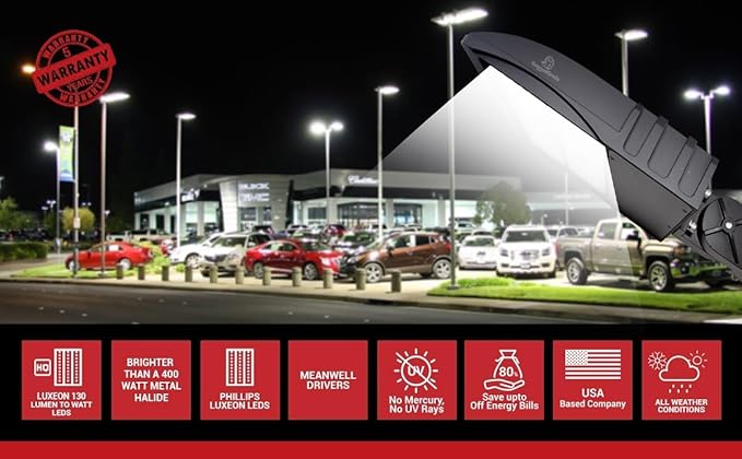 150 Watt LED NextGen Parking Lot Lights - 20,000 Lumen - 5000K - ARM Mount - Without photocell -Brown