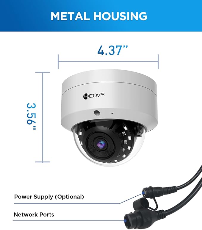 4COVR 4MP PoE Security Camera, Outdoor Vandal Wired Surveillance Dome IP Camera with Mic, IK10 Vandal-Proof IP67, AI Human/Vehicle Detection, 100ft IR Night Vision, 2.8mm Lens, LY54AX4MA(NOT PTZ)