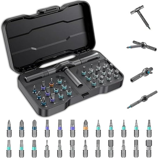 24 in 1 Magnetic Ratchet Screwdriver Set, Multi Bit DIY Magnetic Screwdriver Set with Detachable Ratchet Handle, Portable Precision Repair Tool Kit for Furniture, Computer, Electronics, Bicycle
