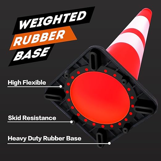 Traffic Safety Cone 28 Inches, with Reflex Collars of Parking Lots, Lane Road Traffic Control Construction Driving Safety Cone 6 Pack