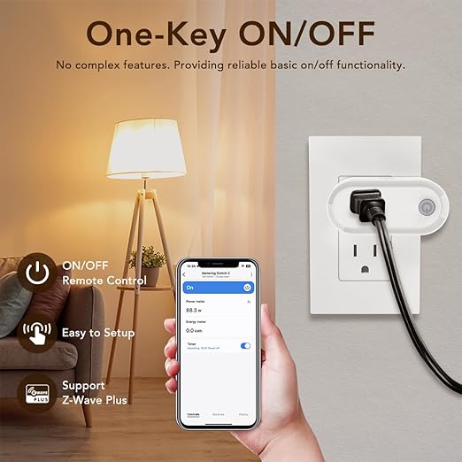 NEO Z-Wave Plus Smart Mini Plug 3-Pack, Compact Z-Wave Outlet for Home Automation, Compatible with SmartThings, Basic On/Off Function, 500 S2, Energy Efficient Remote Control