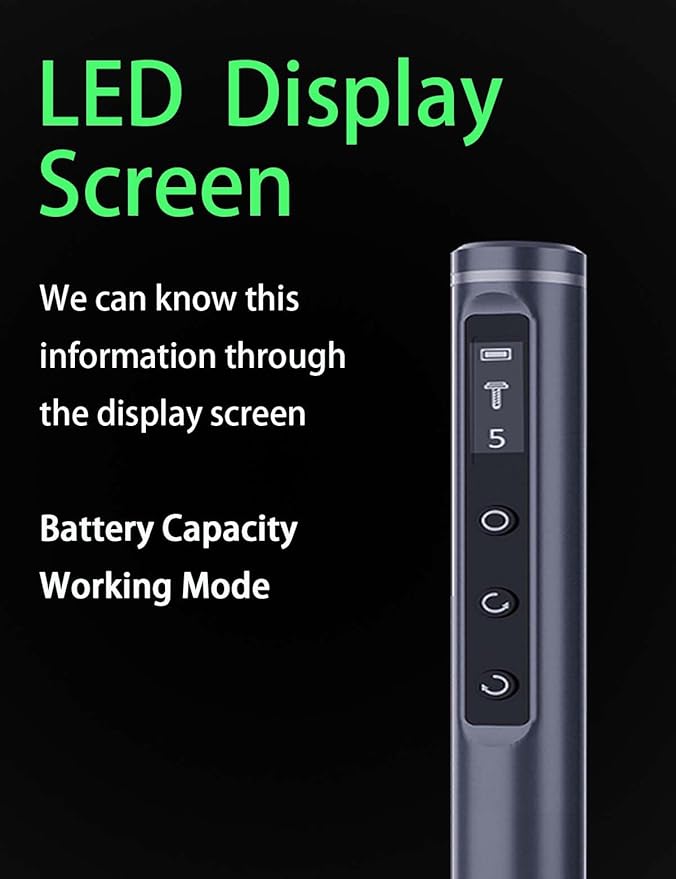 Mini Electric Screwdriver, With LED light and screen，Precision Screwdriver Set, Magnetic Storage, Electric Screwdriver for Electronics Phone Camera Laptop Watch - Grey