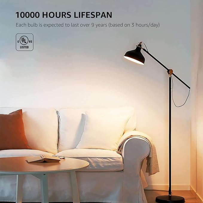 Lepro LED Light Bulbs 60 Watt Equivalent, 9W 800 Lumens Non-Dimmable, Warm White 2700K, A19 E26 Standard Medium Base, 10000 Hour Lifetime 10 Count (Pack of 1)