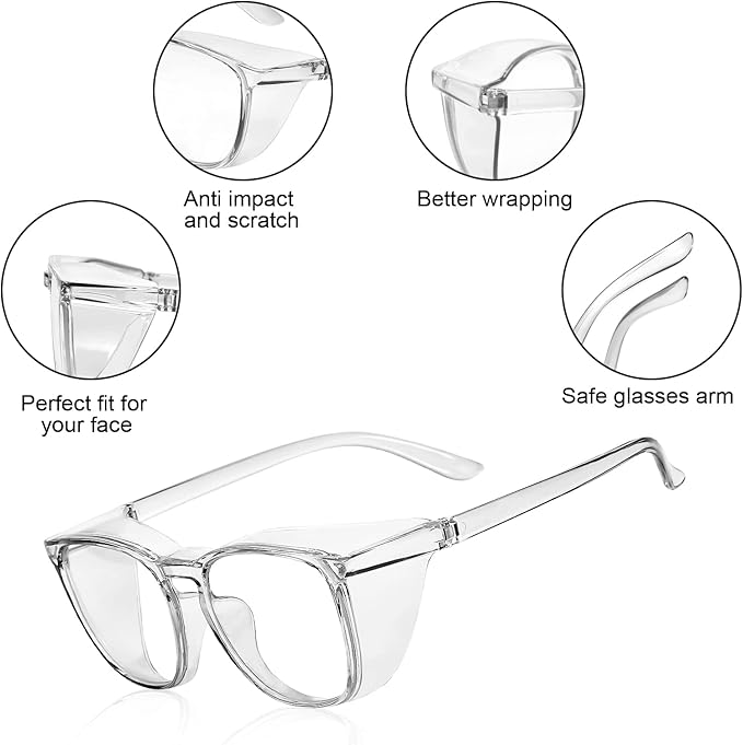 LASMEX Stylish Safety Glasses Goggles for Women Girls Anti-fog Glasses Protective Eyewear Clear Glasses