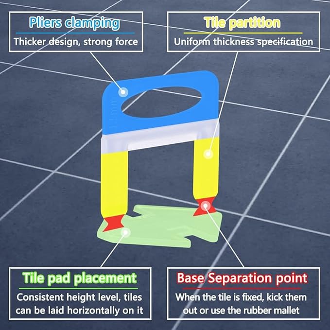800 PCS Tile Leveling System Clips 1/8''(3mm) Tiles Leveler Spacers Tool for Professional Ceramic Tile and Stone Installation